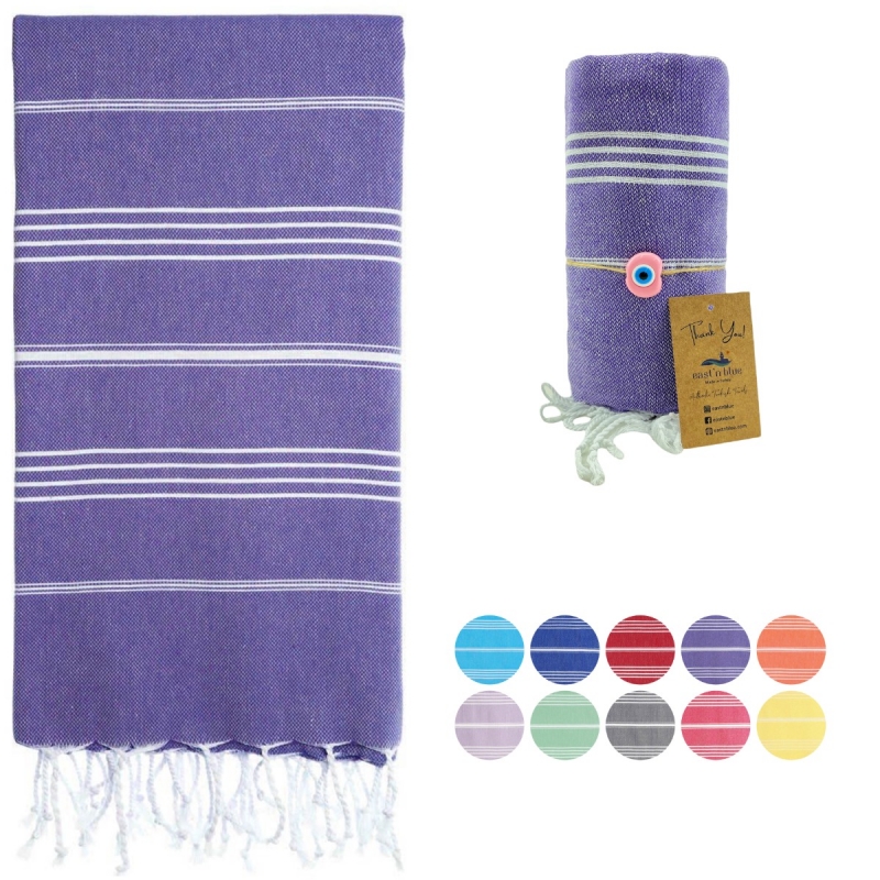 Lina Turkish Cotton Peshtemal Beach Towel-Purple