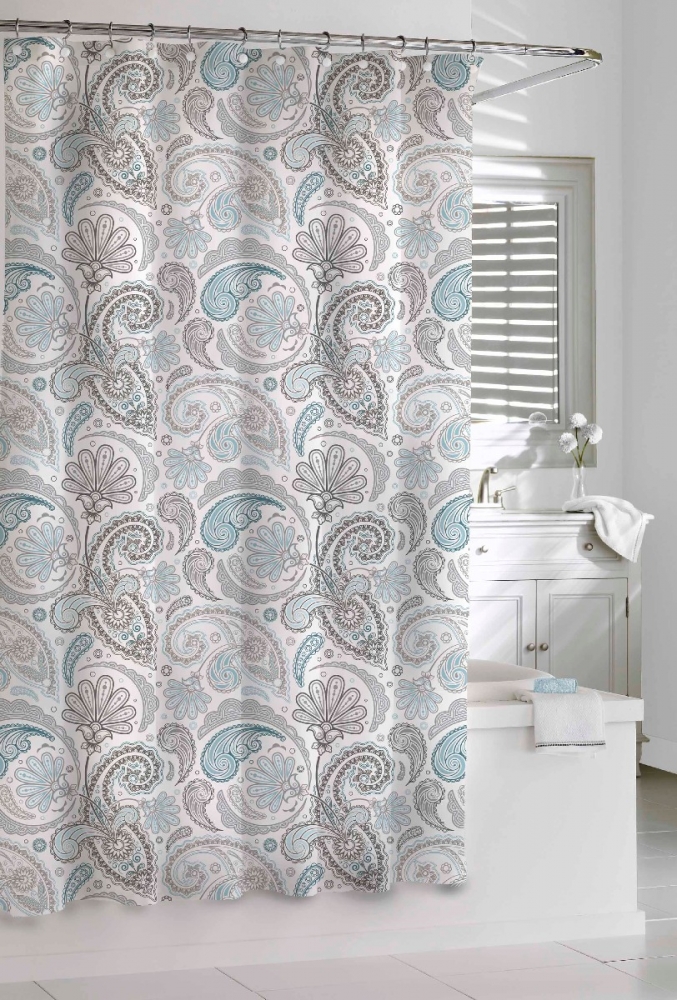 Shower Curtains Bath Razzi, Blue Grey And Beige Shower Curtain